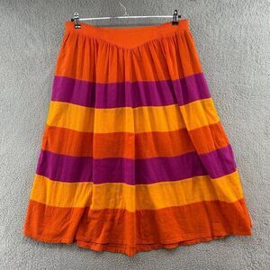 Vintage Girasol Skirt Cotton Color Block Stripes Colorful Orange Purple Pockets